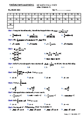 Đề kiểm tra 1 tiết môn Giải tích 12 - Đề 3